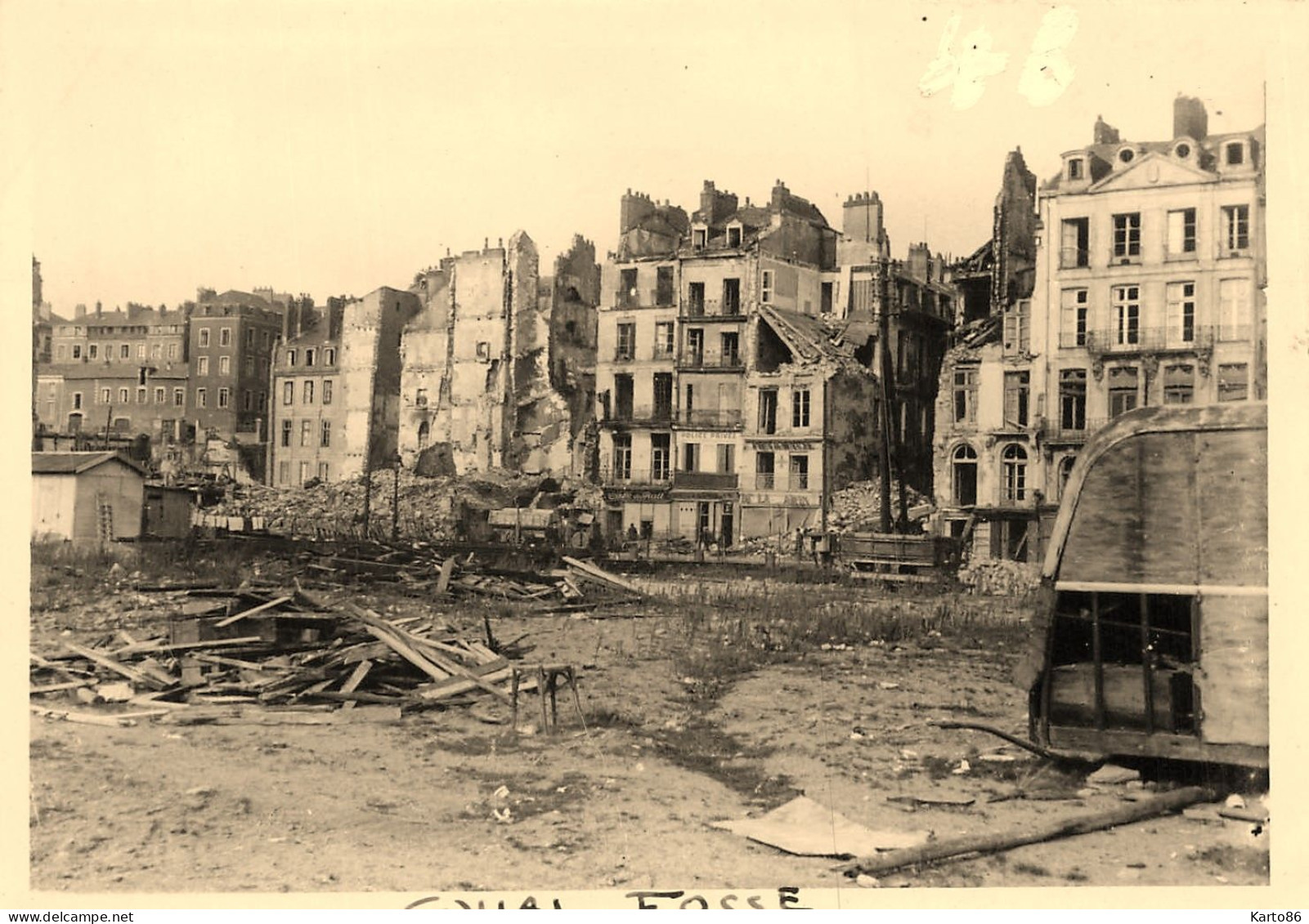 Nantes * Quai De La Fosse * Ww2 Bombardements Guerre 39/45 War * Photo Ancienne 12.8x8.8cm - Nantes