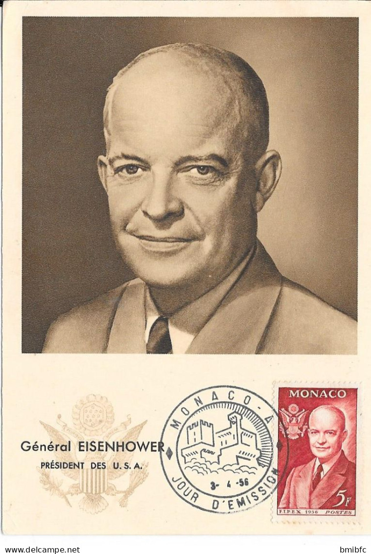 MONACO 1956 Général EISENHOWER Président Des U.S.A. - Covers & Documents