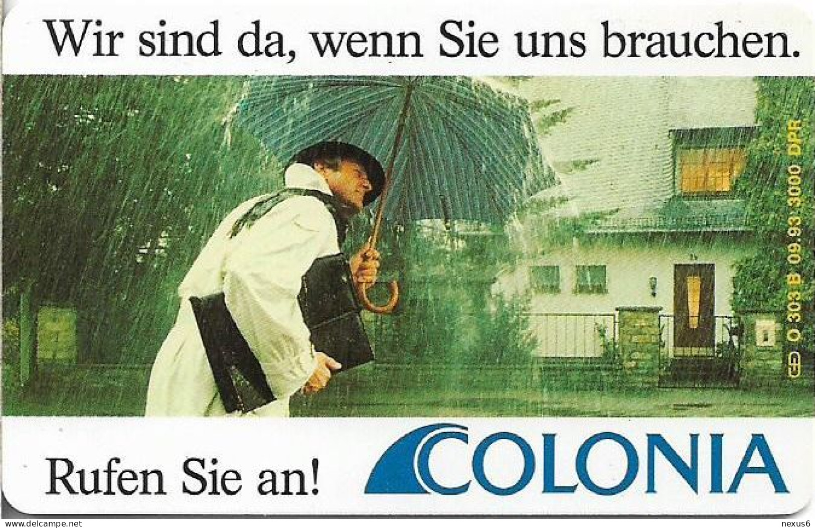 Germany - Colonia Versicherung 2 – Regen - O 0303B - 09.1993, 12DM, 3.000ex, Mint - O-Series : Séries Client