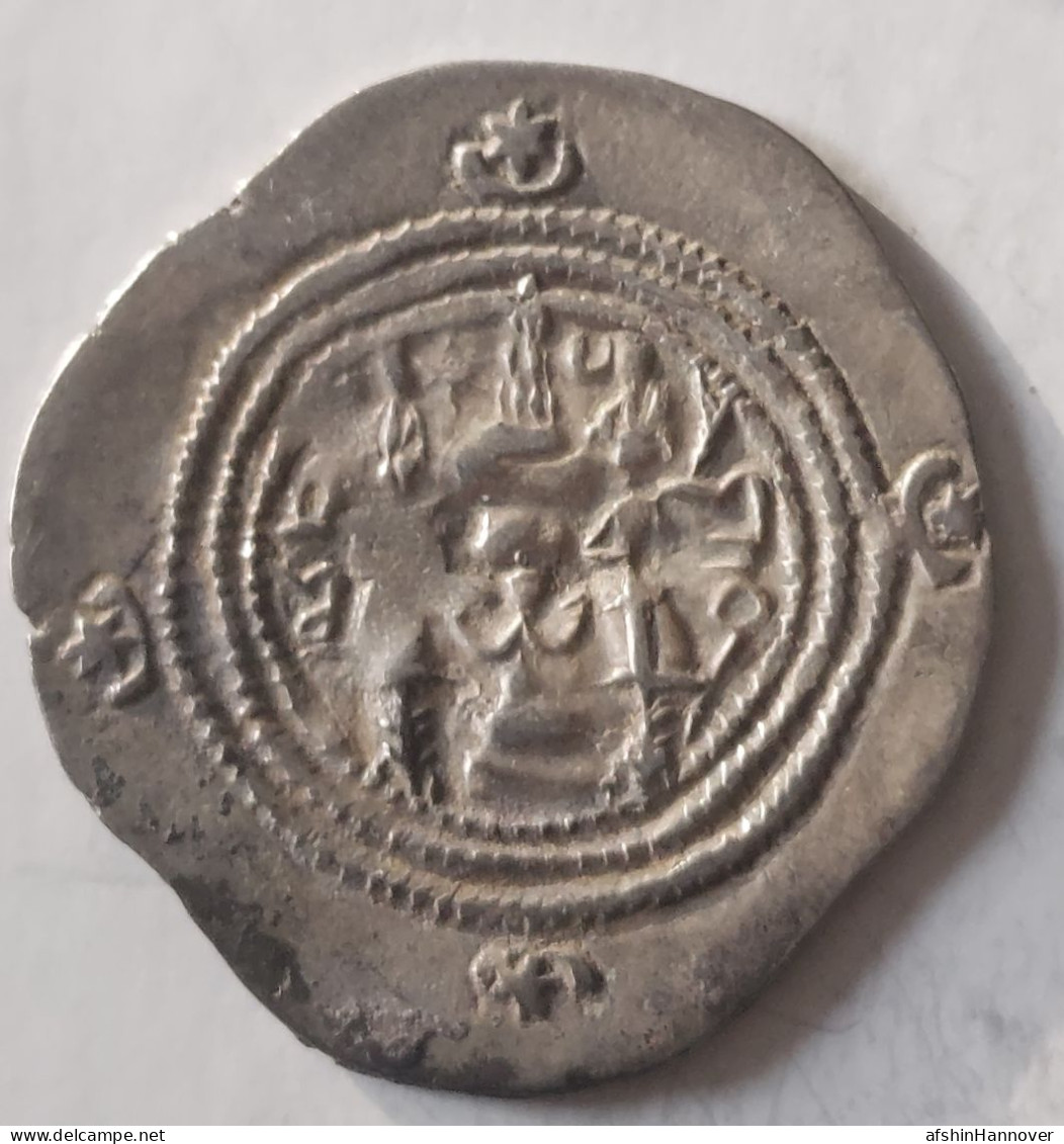 SASANIAN KINGS. Khosrau II. 591-628 AD. AR Silver Drachm Year  3 Mint LAM - Oriental