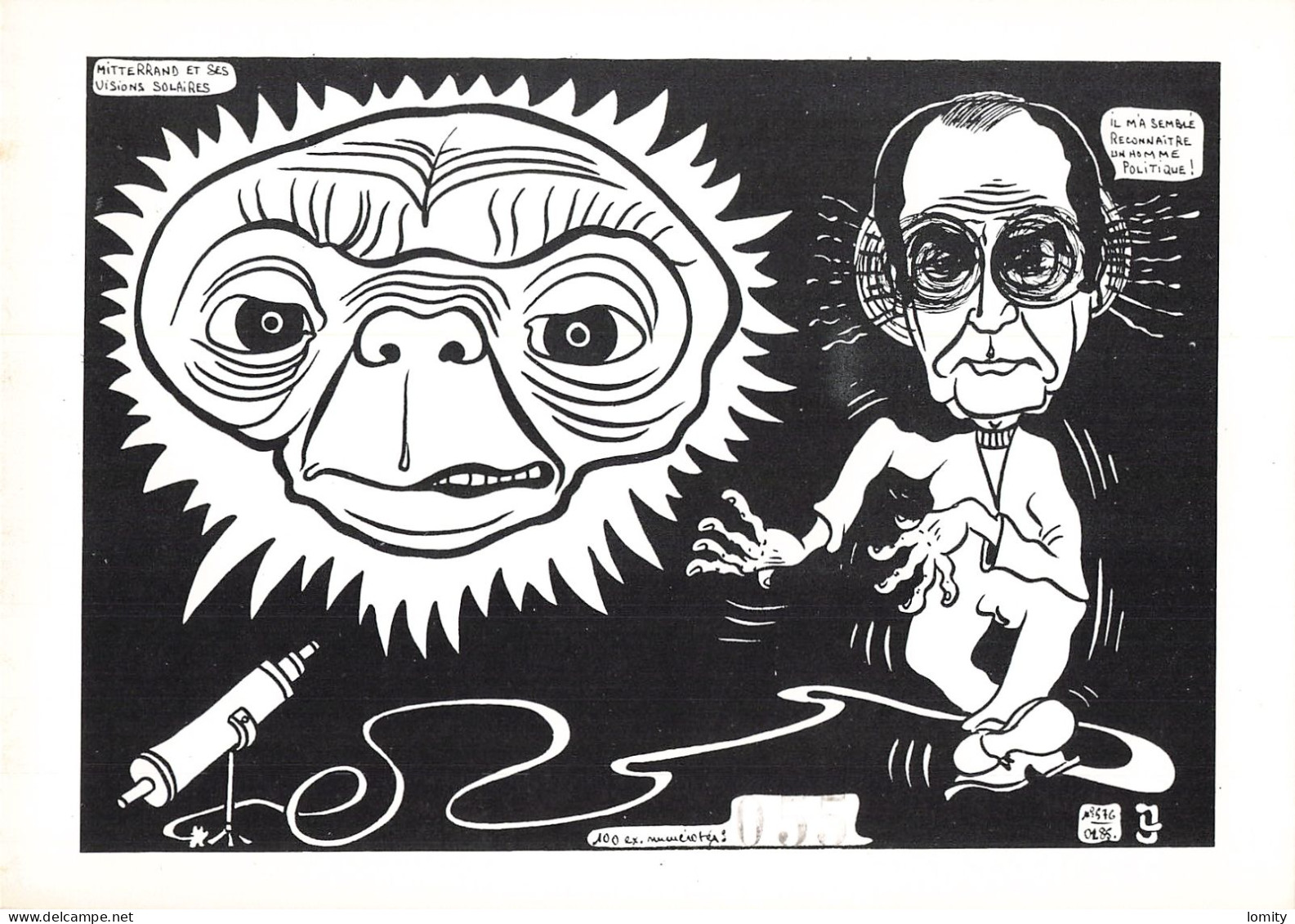 Politique Caricature François Mitterrand Visions Solaires ET Extra Terrestre E.T. Illustration Lardie Illustrateur - Satiriques