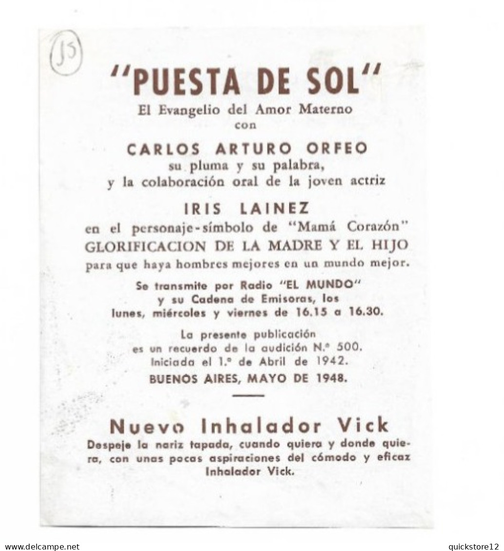 ''Puesta Del Sol'' Carlos Arturo Orfeo  - Autógrafo   - 7515 - Werbepostkarten