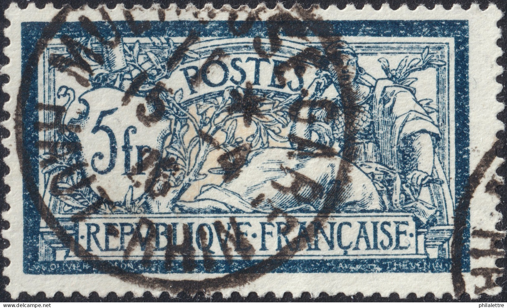 FRANCE - 1926 TàD "MULOUSE GARE / HAUT-RHIN" Sur Yv.123 5fr Merson Bleu & Chamois - 1900-27 Merson