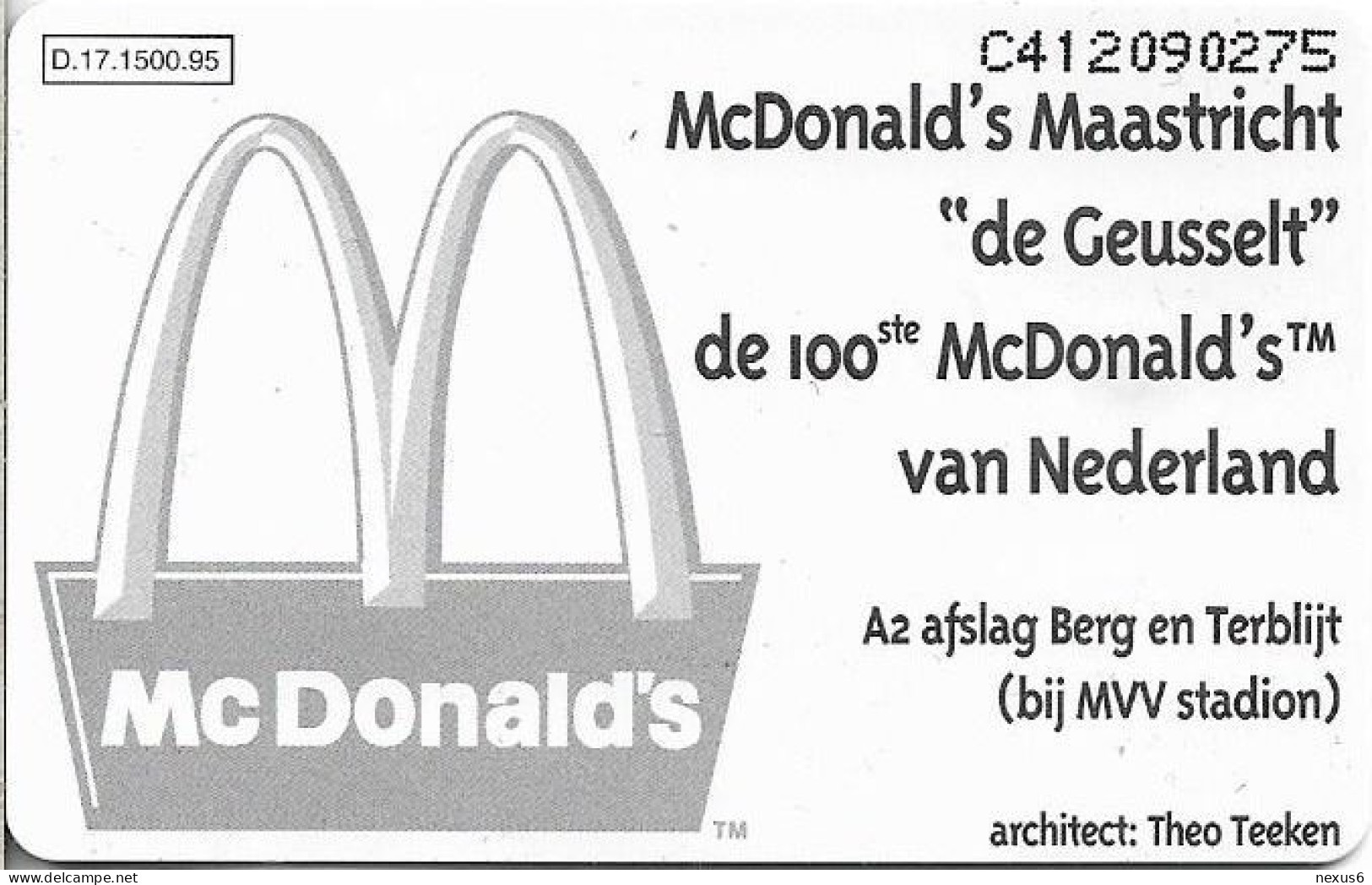 Netherlands - KPN - Chip - CRD138A - McDonald's, CardEx '95, 1995, 09.1995, 2.50ƒ, Mint - Privadas