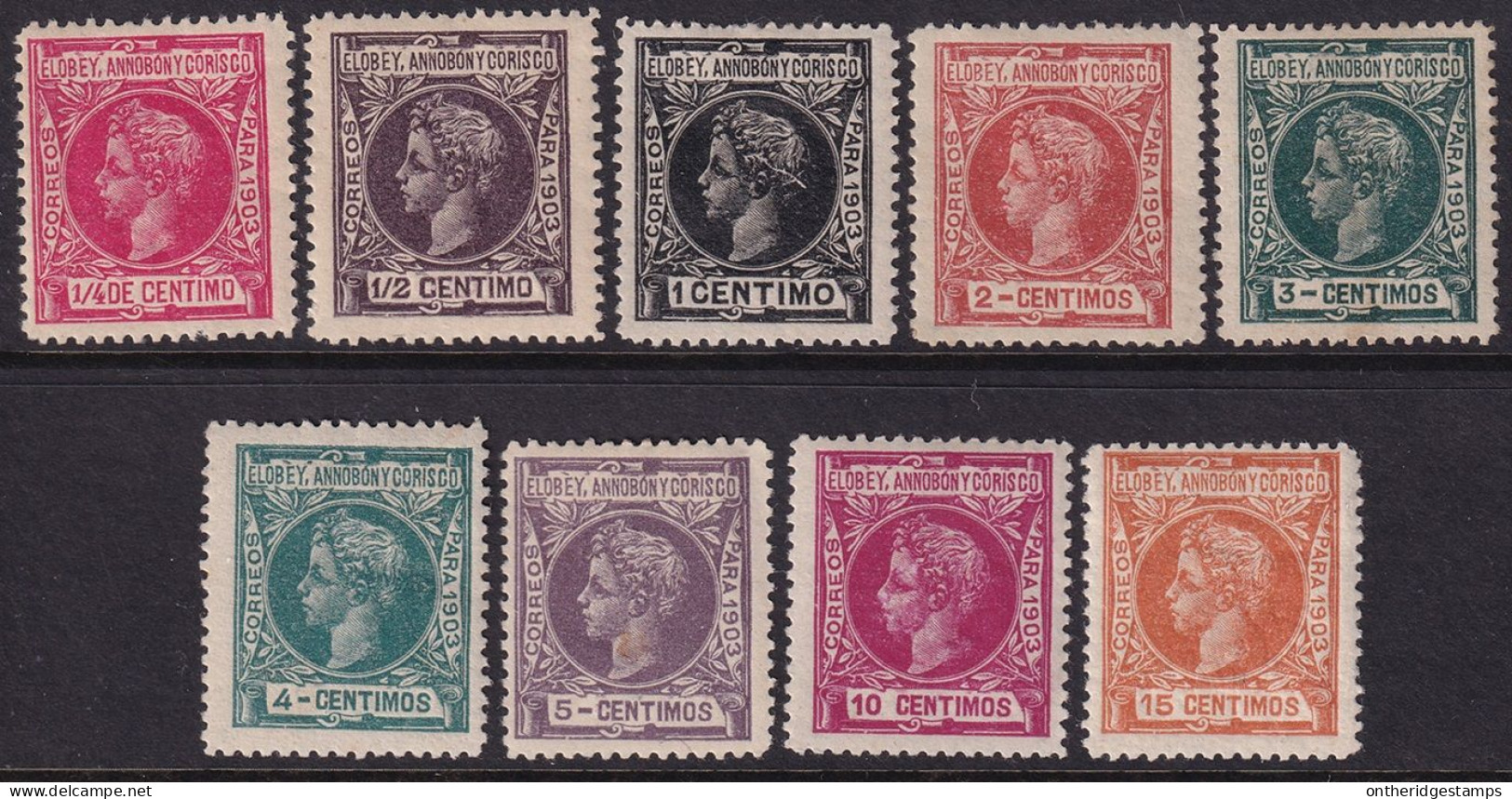 Elobey Annobon & Corisco 1903 Sc 1-9 Ed 1-9 Partial Set Low Values MH* - Elobey, Annobon & Corisco