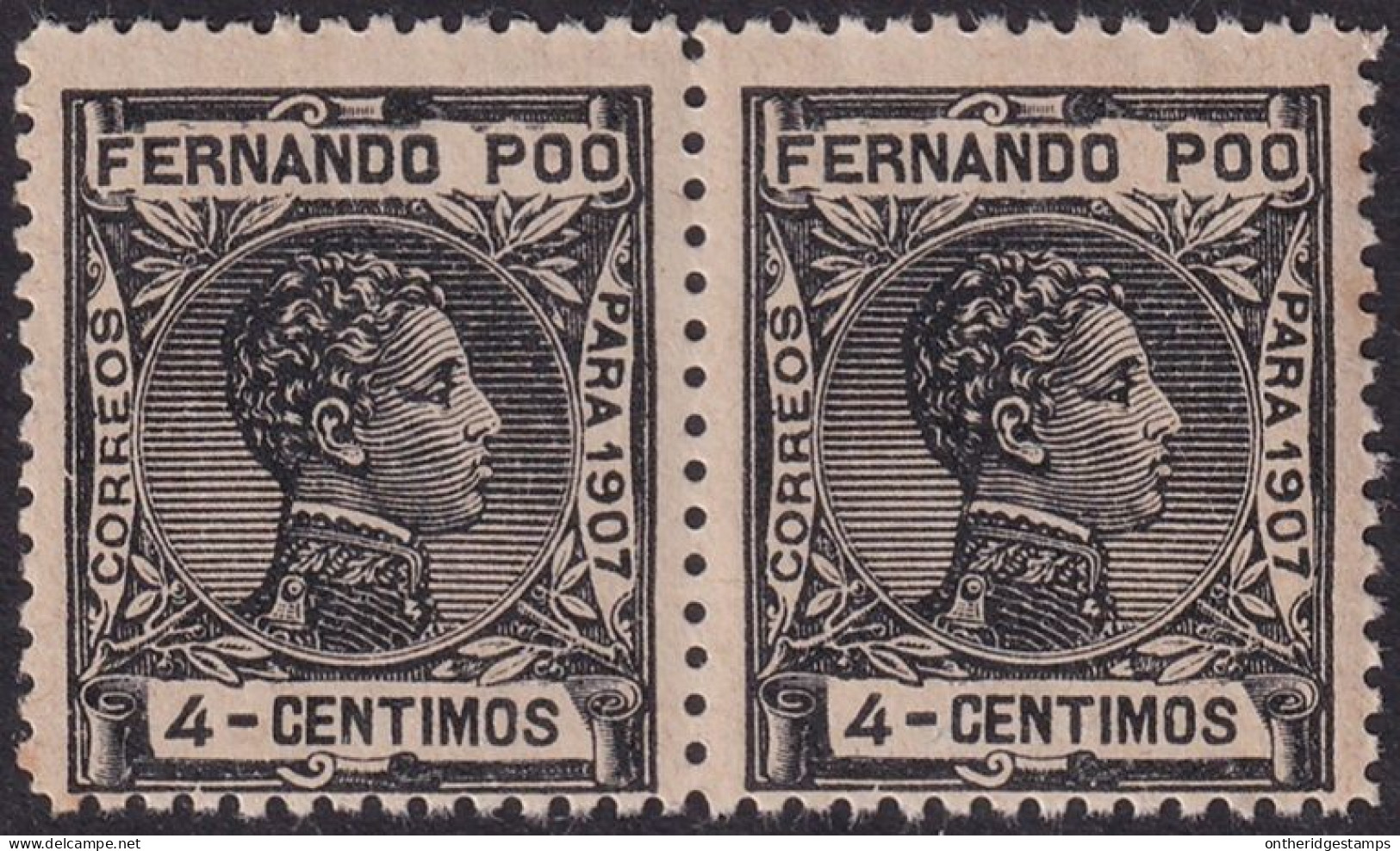 Fernando Po 1907 Sc 155 Ed 155 Pair MLH* Streaky Gum - Fernando Po