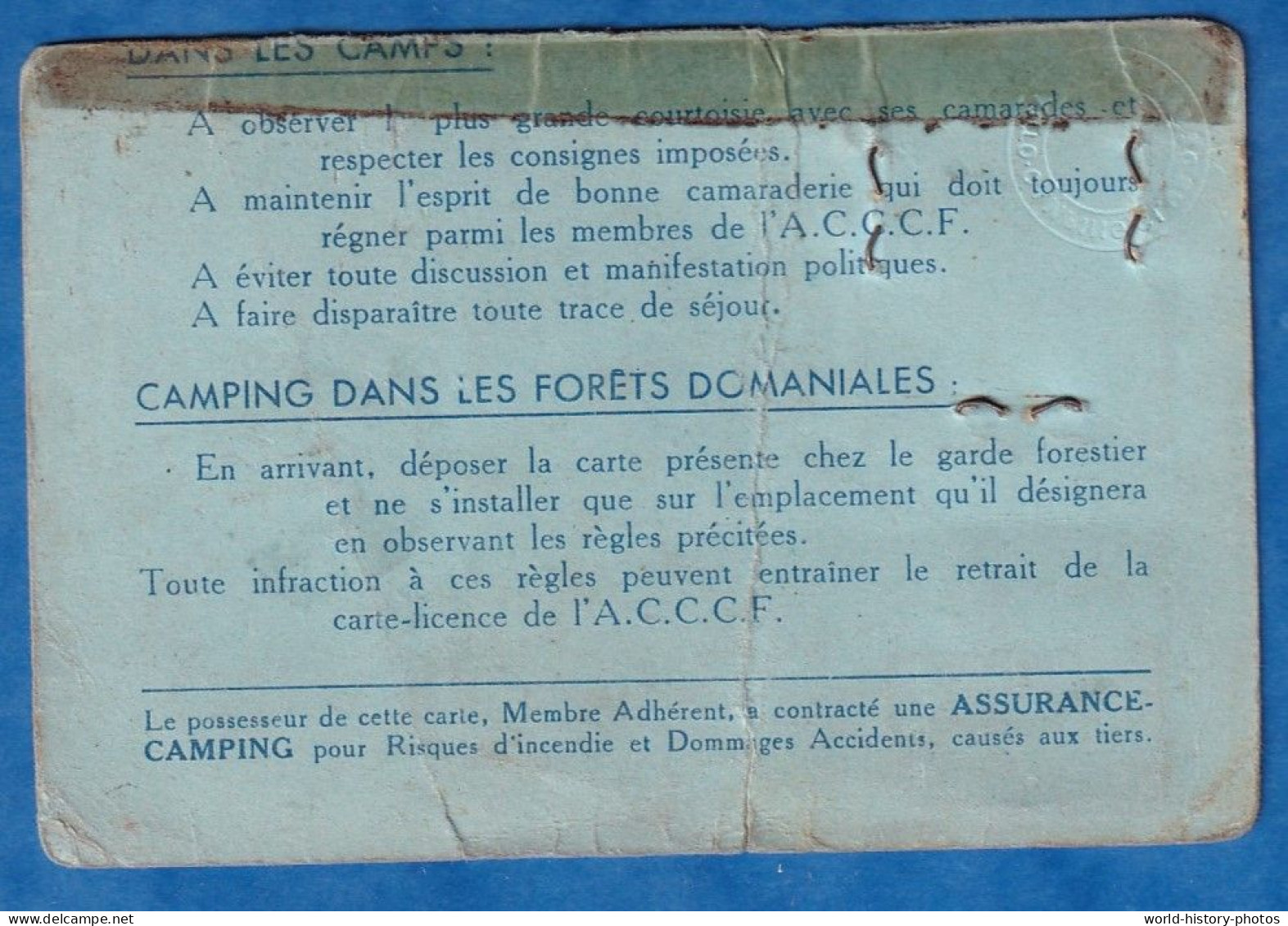 Carte Ancienne De Membre " Provisoire " - Auto Camping Et Caraving Club De France - Alfred BLANCHARD à Compiègne - Mitgliedskarten