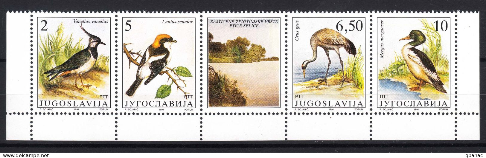 Yugoslavia Republic 1991 Birds Mi#2463-2466 Mint Never Hinged Strip - Unused Stamps