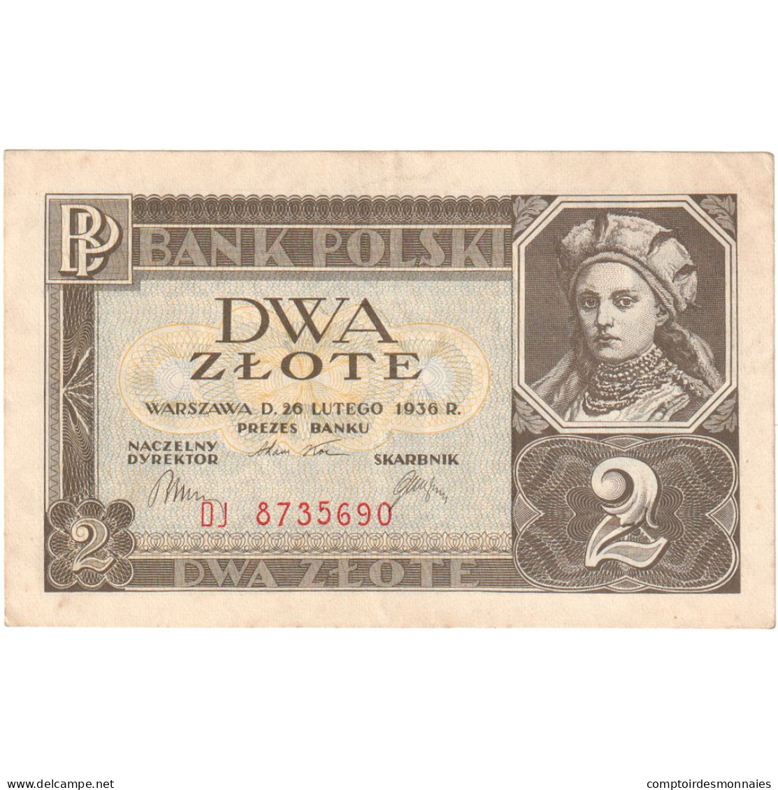 Pologne, 2 Zlote, 1936, 1936-02-26, KM:76r, SPL - Polen