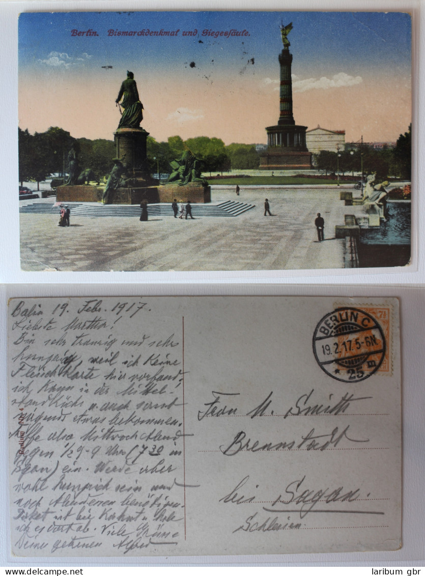 AK Berlin Bismarck Denkmal Und Siegessäule 1917 Gebraucht #PA285 - Sonstige & Ohne Zuordnung