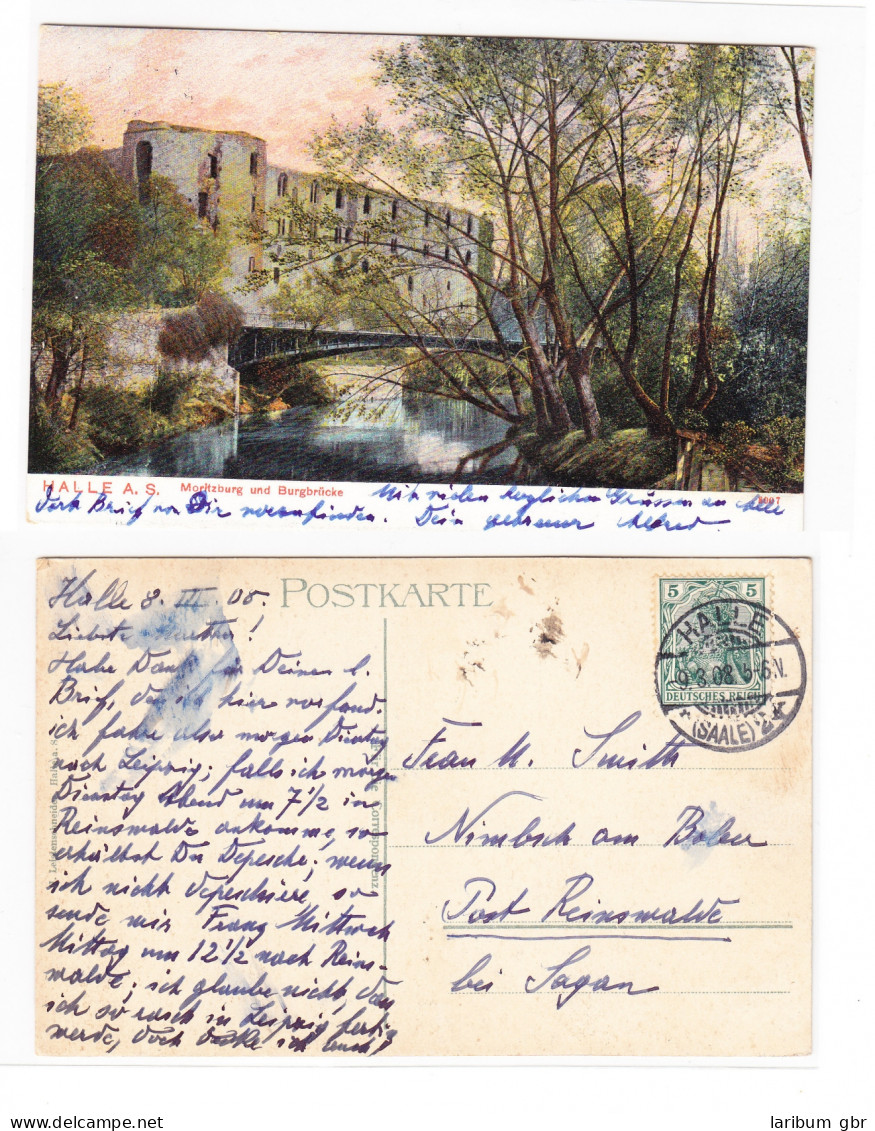 AK Halle Saale Moritzburg Mit Burgbrücke 1908 Gebraucht #PA098 - Other & Unclassified