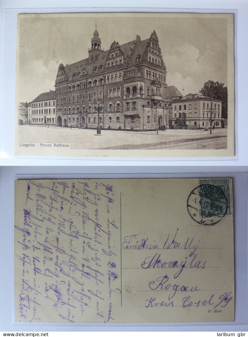 AK Liegnitz Niederschlesien Legnica Neues Rathaus 1912 Gebraucht #PC032 - Schlesien