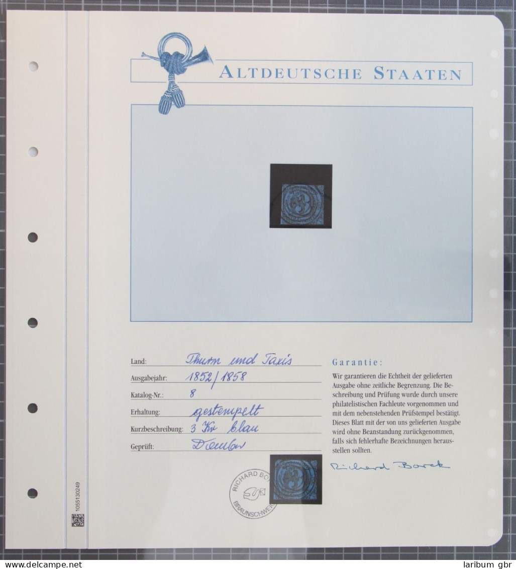 Altdeutschland Thurn Und Taxis 8 Gestempelt Mit Borek Garantie #KO619 - Gebraucht