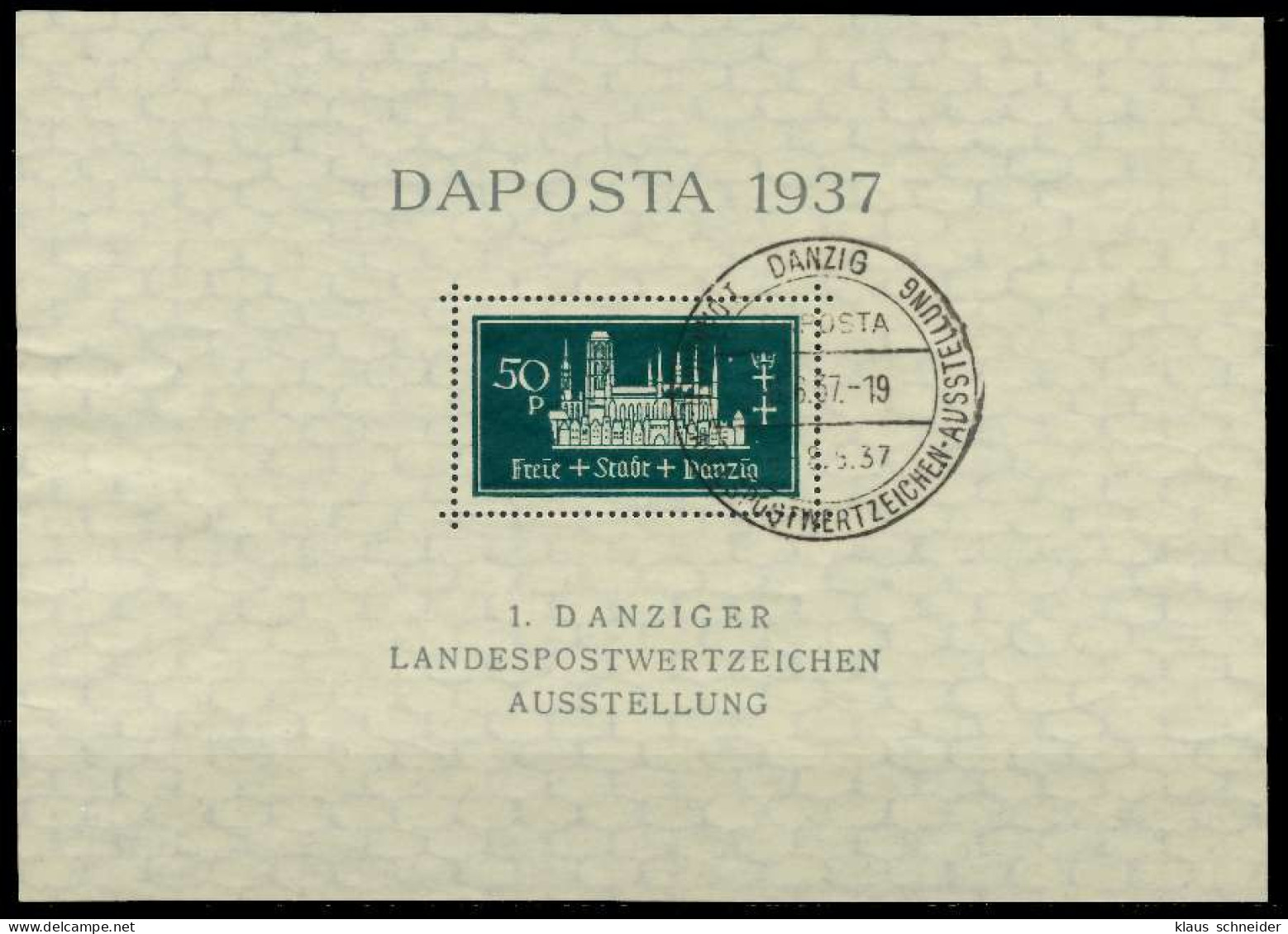 DANZIG 1937 Block1b-SO Zentrisch Gestempelt X82ADDA - Oblitérés