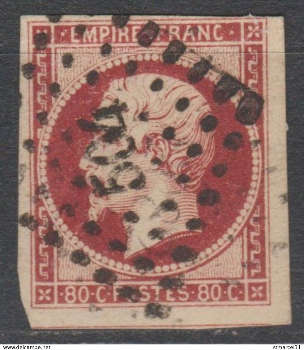 RARETE TIMBRE UTILISE 2 FOIS LPC 2082 Et 504 SUPERBE N°17Al CARMIN FONCE Signé Scheller TBE Cote??> 170€ - 1853-1860 Napoléon III