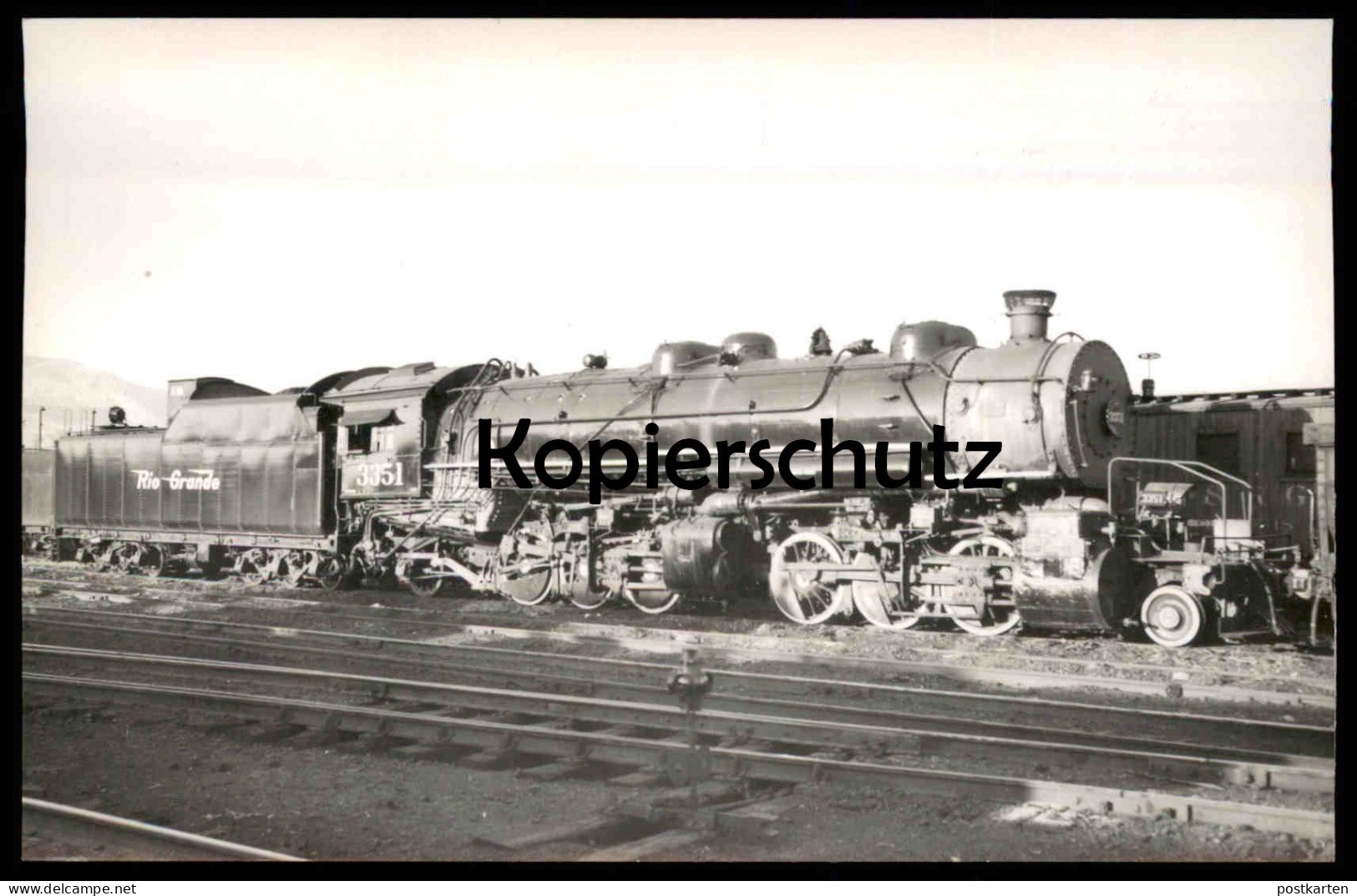 ALTE ORIGINAL POSTKARTE DAMPFLOK 3351 RIO GRANDE WESTERN USA LOKOMOTIVE Locomotive à Vapeur Steam Train Postcard Cpa AK - Stations With Trains