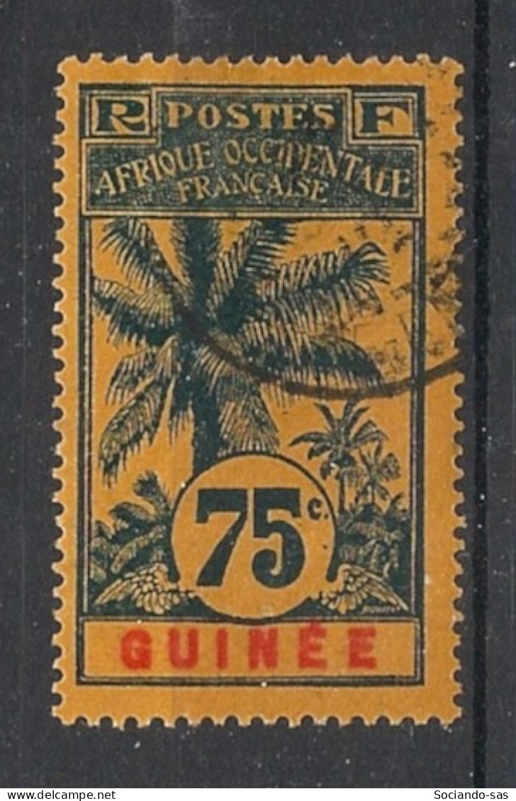 GUINEE - 1906 - N°YT. 44 - Palmier 75c Bleu Sur Jaune - Oblitéré / Used - Used Stamps