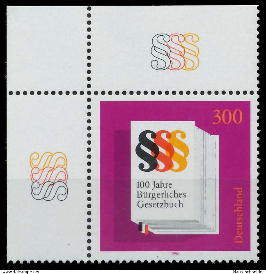 BRD 1996 Nr 1874 Postfrisch ECKE-OLI X8678F2 - Unused Stamps
