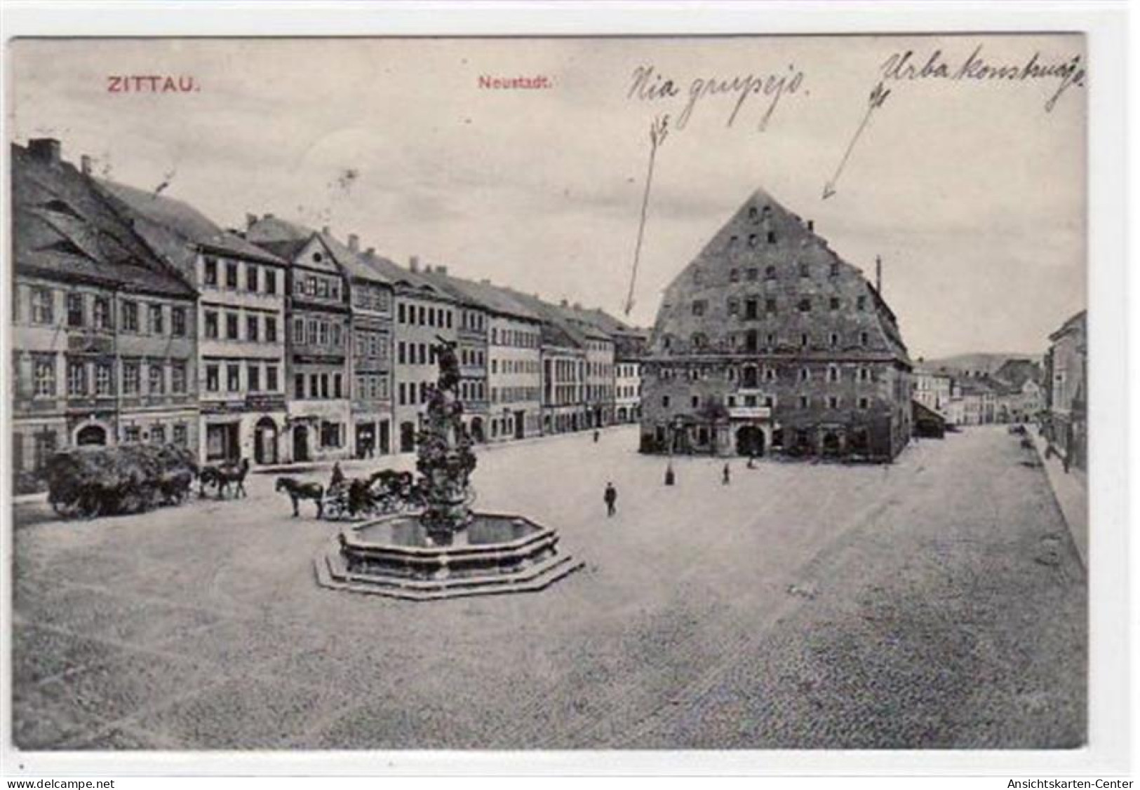 39031711 - Zittau - Neustadt Mit Marktplatz Gelaufen Von 1912. Leichter Stempeldurchdruck, Kleiner Knick Am Rand Oben L - Zittau