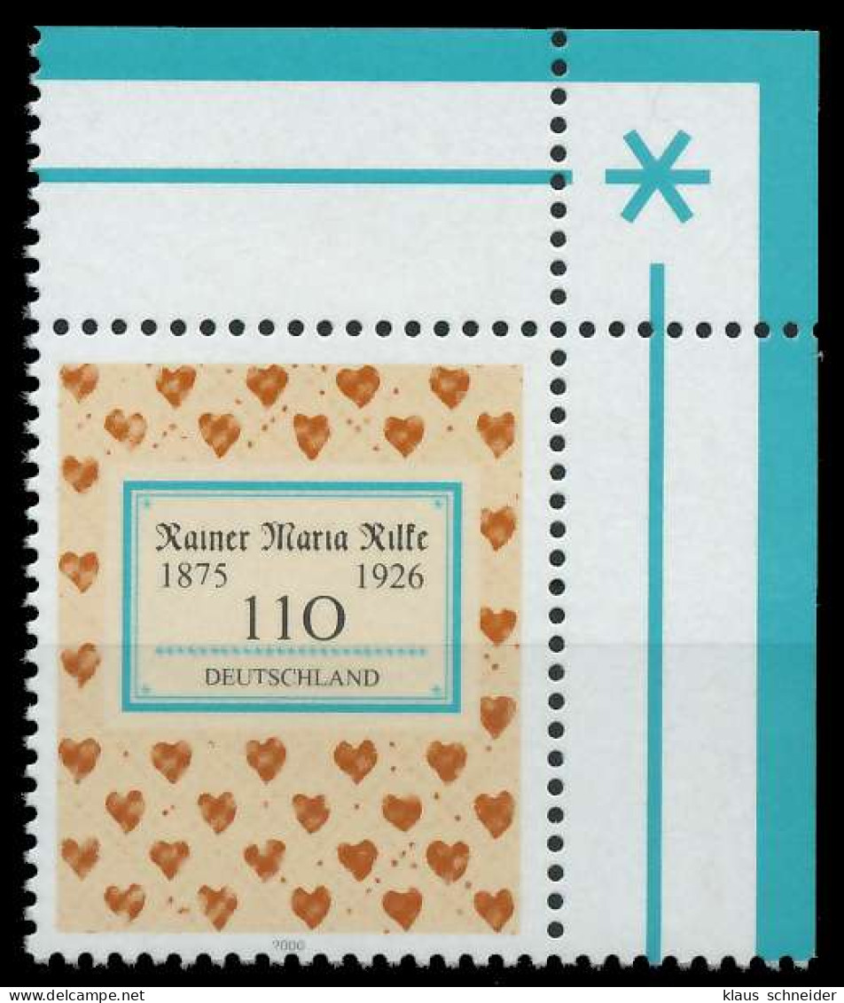 BRD 2000 Nr 2154 Postfrisch ECKE-ORE X86D70E - Unused Stamps