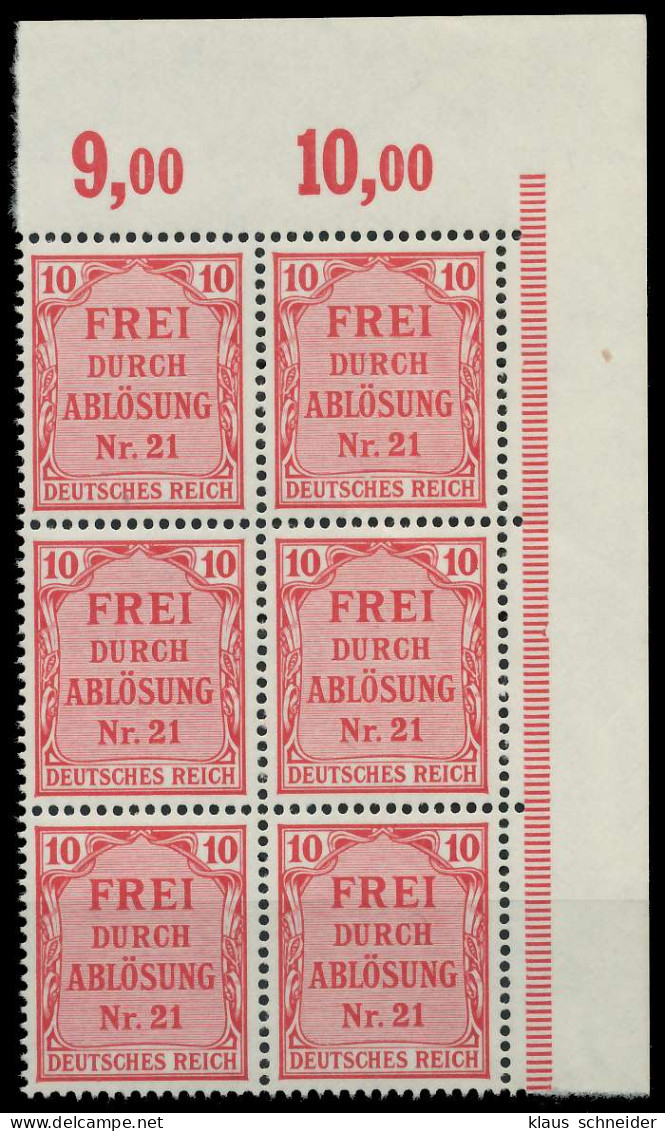 D-REICH DIENST Nr 4 Postfrisch 6er-BLOCK ECKE-ORE X86F3A6 - Oficial