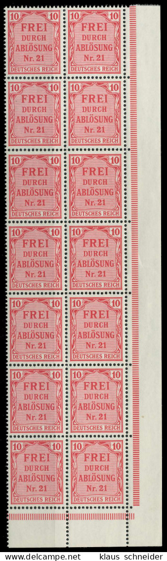D-REICH DIENST Nr 4 Postfrisch 14er Bogenteil ECKE-URE X86F3B2 - Officials