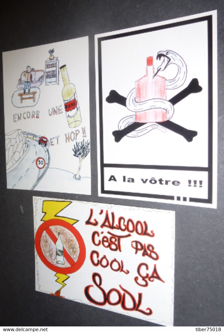 3 Cartes Postales "Cart'Com" (2002) Label Vie "Lève Le Pied Pas Le Coude" (sécurité Routière - Anti Alcoolique) - Werbepostkarten