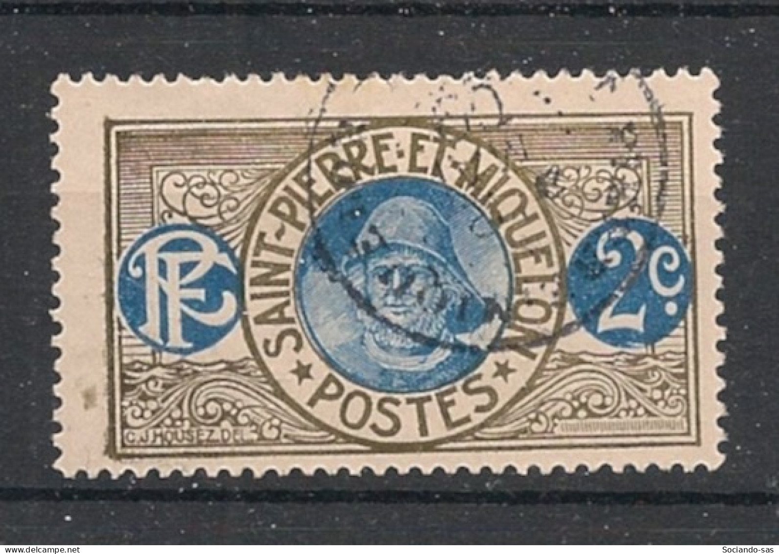 SPM - 1909 - N°YT. 79 - Pêcheur 2c Gris Et Outremer - Oblitéré / Used - Used Stamps
