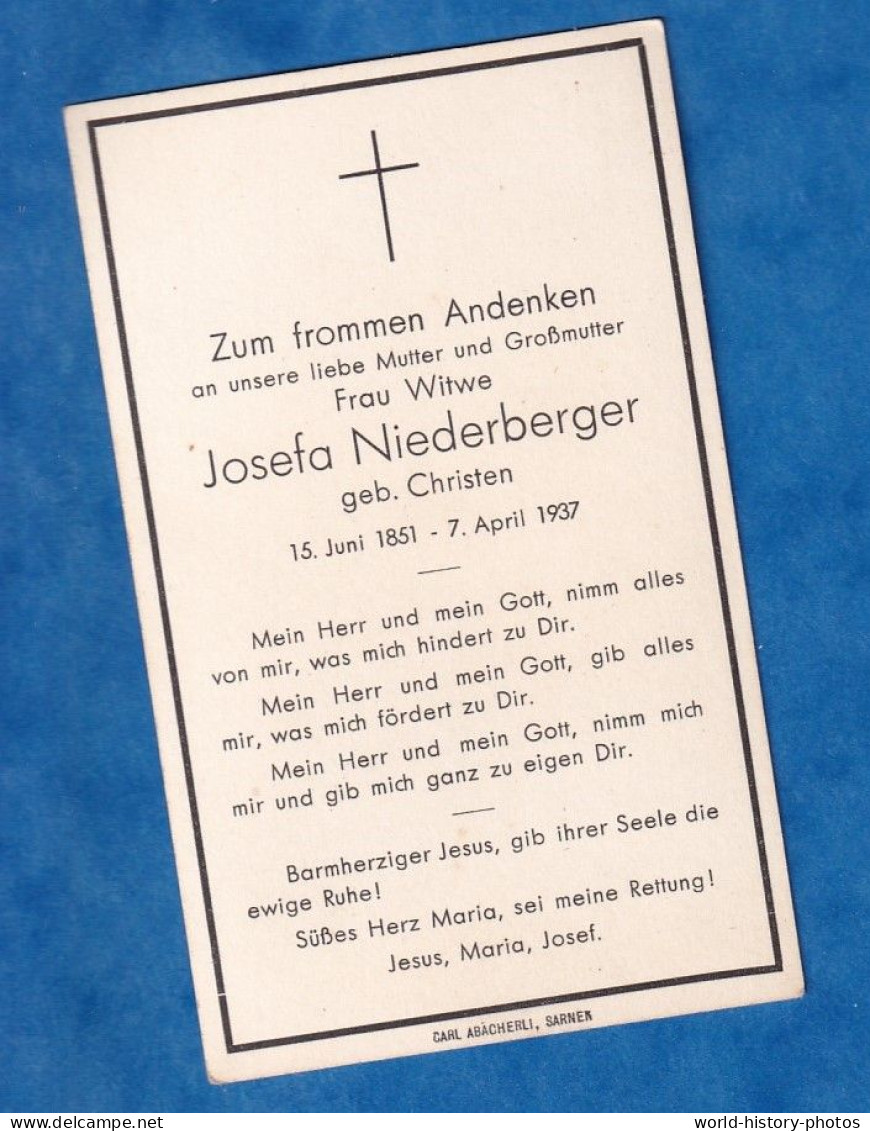 Faire Part De Décés - Josefa NIEDERBERGER - April 1937 - Wolfenschiessen Nidwalden Schweiz - Décès