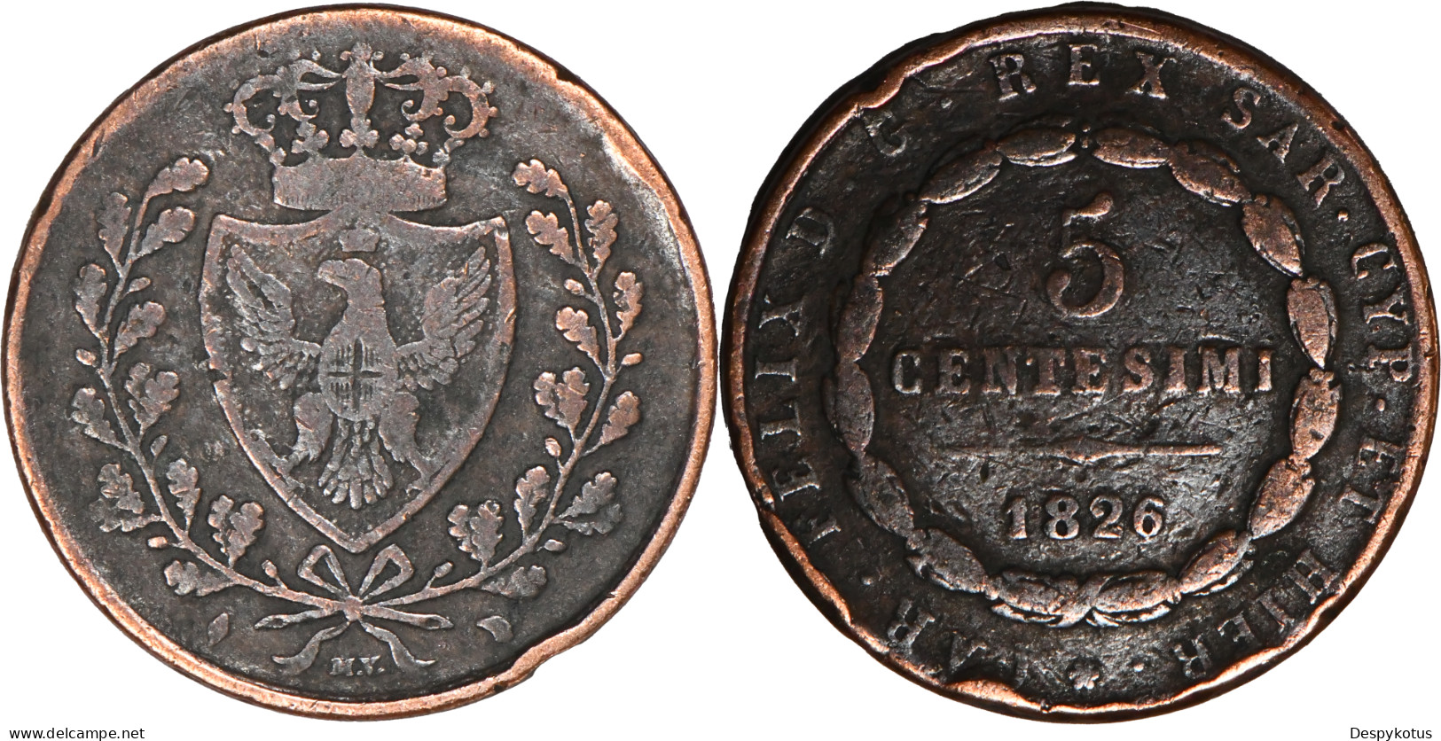 ITALIE - Piémont Sardaigne - 1826 - 5 Centesimi - Charles Félix - 19-254 - Italian Piedmont-Sardinia-Savoie