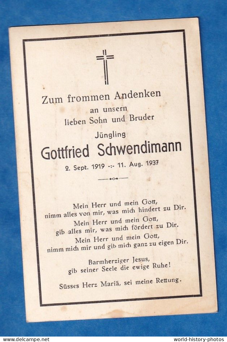 Faire Part De Décés - Gottfried SCHWENDIMANN - 11 Aug. 1937 - Luzern Schweiz Suisse - Décès