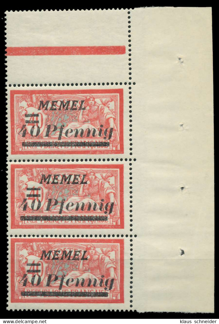 MEMEL 1922 Nr 60 Postfrisch 3ER STR ECKE-ORE X8878B2 - Memel (Klaïpeda) 1923