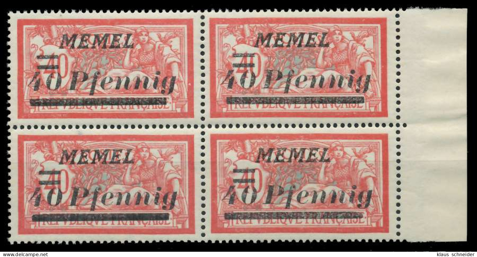 MEMEL 1922 Nr 60 Postfrisch VIERERBLOCK SRA X88793A - Klaipeda 1923