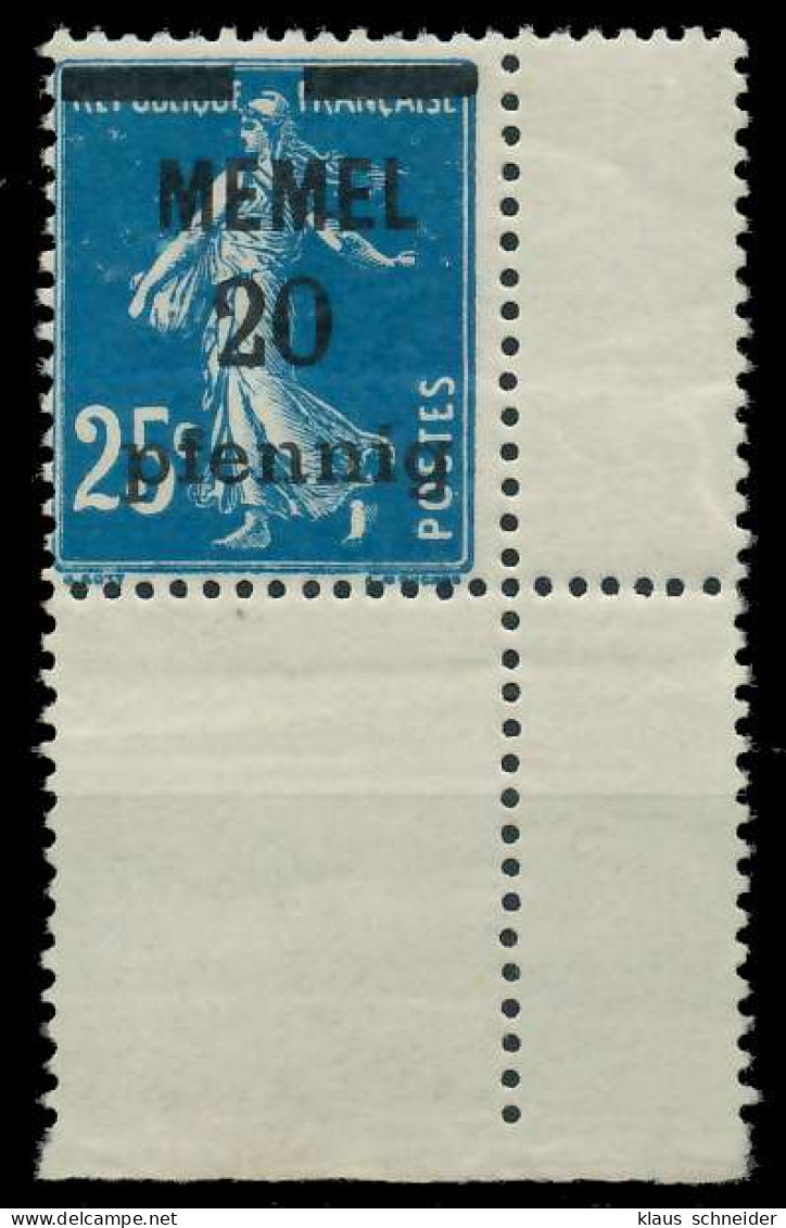 MEMEL 1920 Nr 20b Postfrisch ECKE-URE X887D8E - Klaipeda 1923
