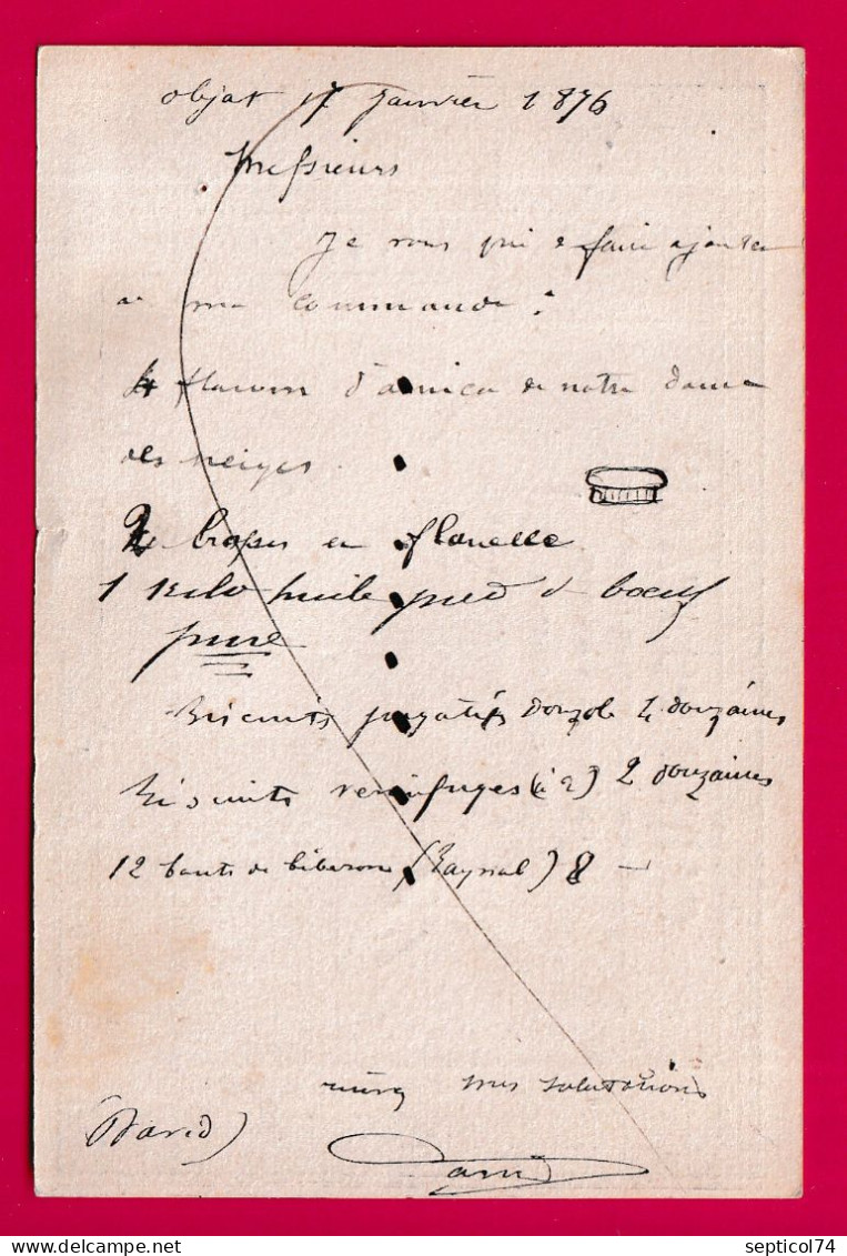 N°55 GC 2710 OBJAT CORREZE POUR PARIS CARTE PRECURSEUR LETTRE - 1849-1876: Klassik