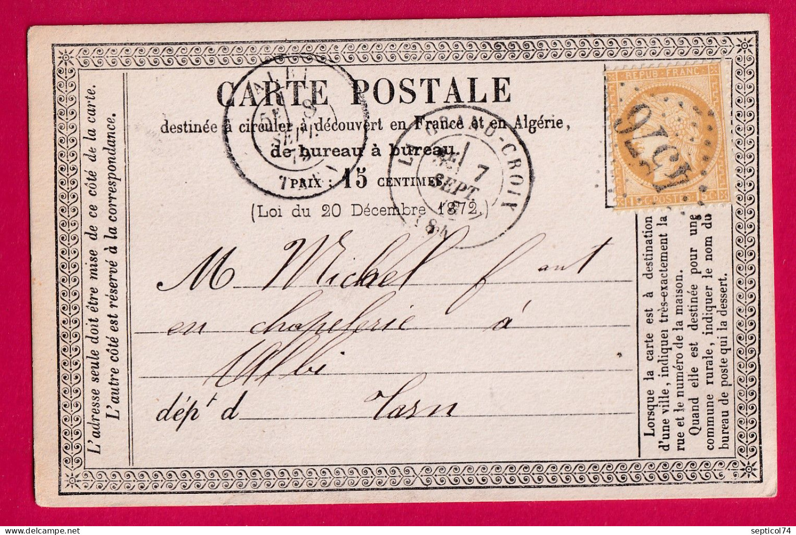 N°55 GC 4576 LA CRAND CROIX LOIRE POUR ALBI TARN CARTE PRECURSEUR LETTRE - 1849-1876: Période Classique