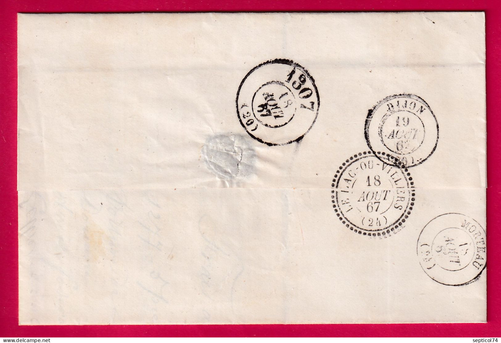 N°22 GC 4499 LE LAC OU VILLERS DOUBS POUR DIJON CAD TYPE 22 INDICE 16 LETTRE - 1849-1876: Période Classique