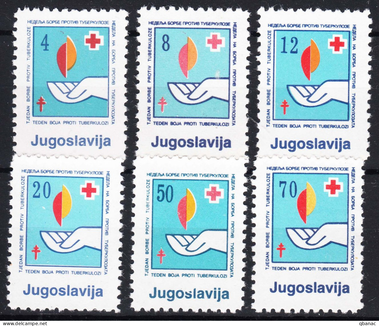 Yugoslavia Republic 1988 Red Cross Charity Mi#159-164 Mint Never Hinged - Unused Stamps
