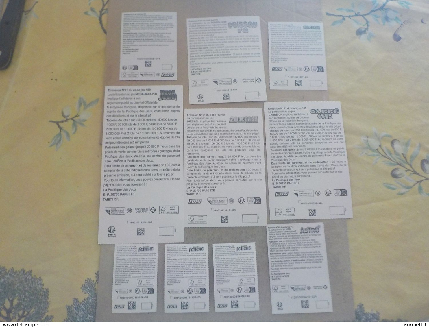 AU + RAPIDE -  A SAISIR - 10 TICKETS A GRATTER PACIFIC DES JEUX TOUS DIFFERENTS - TAHITI POLYNESIE FRANCAISE - UTILISES - Lottery Tickets