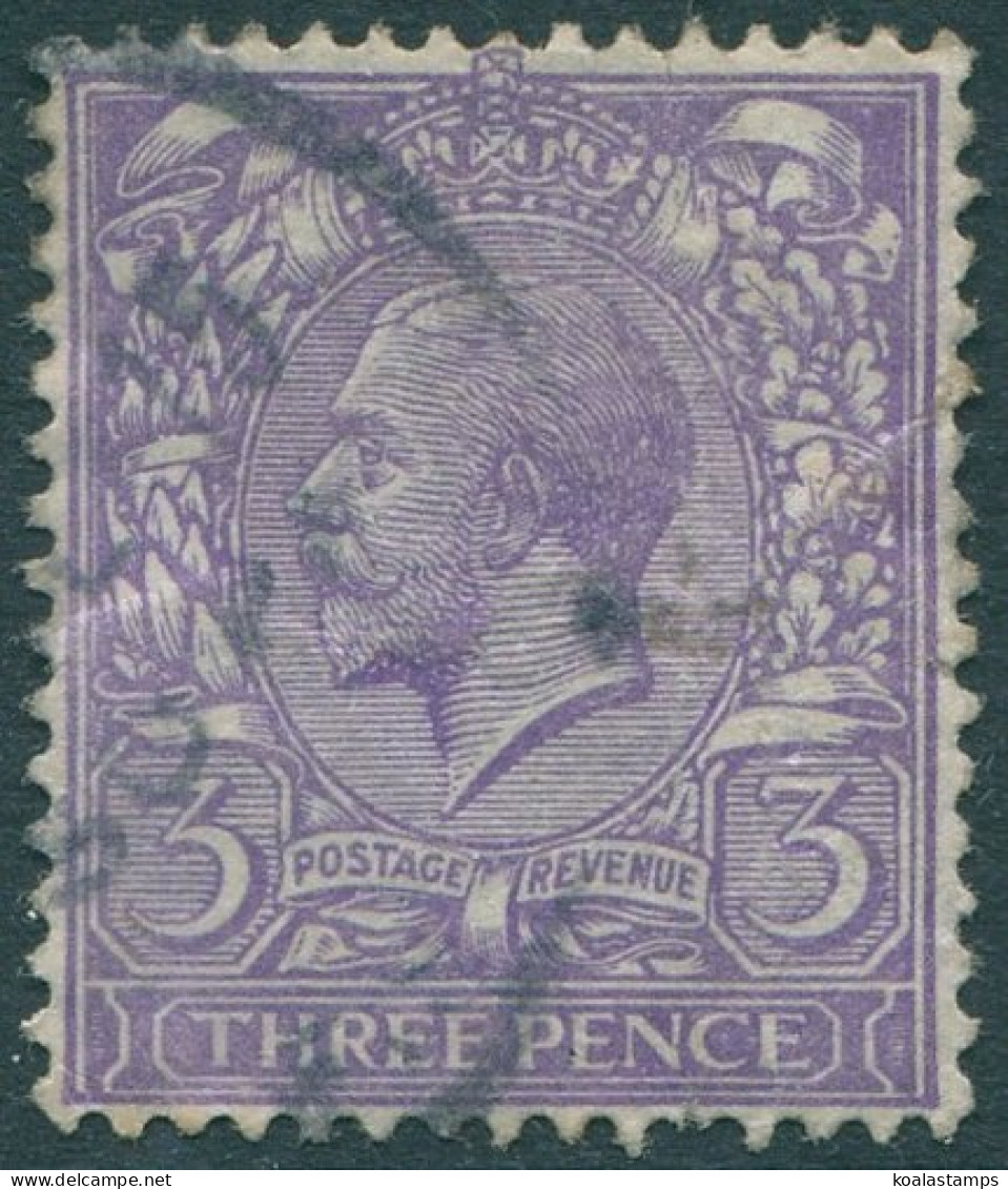 Great Britain 1912 SG375 3d Violet KGV #2 FU (amd) - Unclassified