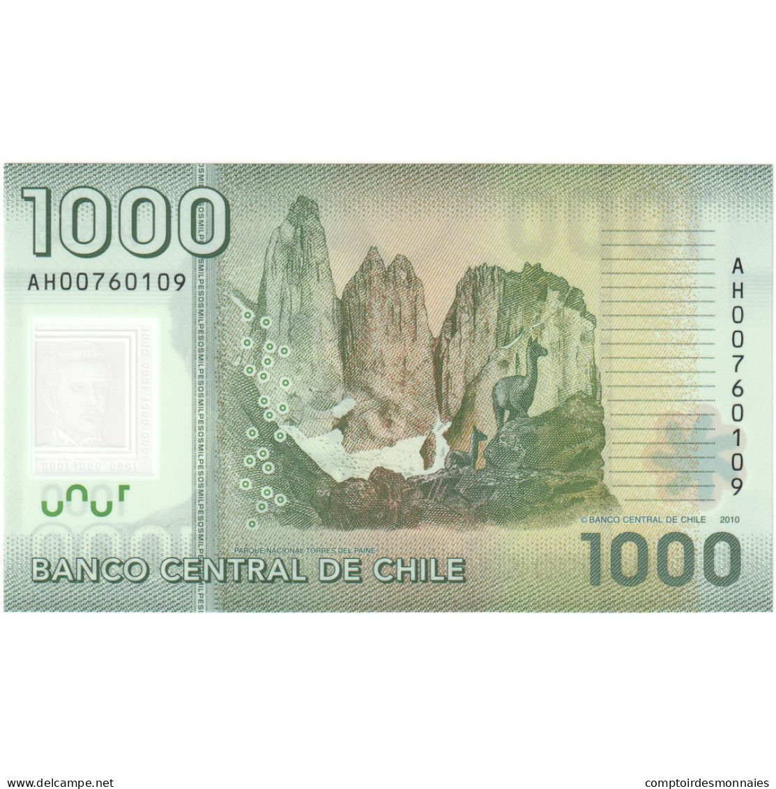 Chili, 1000 Pesos, 2010, KM:161, NEUF - Chili