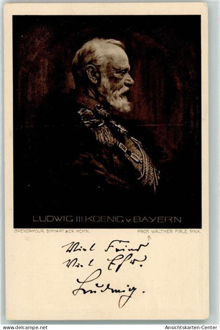 39179011 - Ludwig III Koenig Von Bayern  Gemaelde Von Firle Faksimile Unterschrift  AK - Postkaarten
