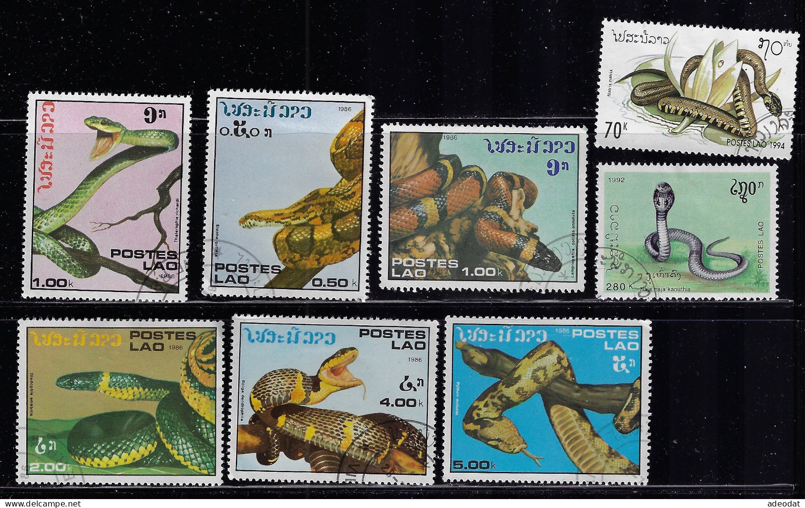 LAOS  1986,1992  REPTILES  SCOTT#722-727,1078,1178  CANCELLED - Laos