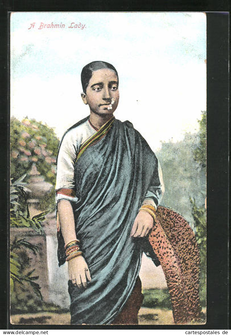AK Indien, A Brahmin Lady, Inderin Im Sari  - Non Classés
