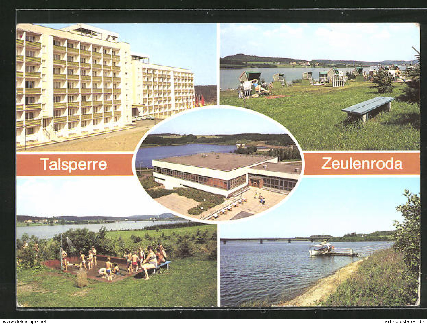 AK Zeulenroda, FDGB-Erholungsheim Talsperre Zeulenroda, Strandbad, Fähre  - Zeulenroda