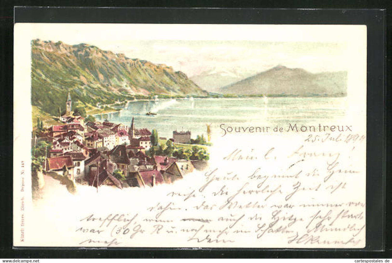 Lithographie Montreux, Panorama  - Montreux