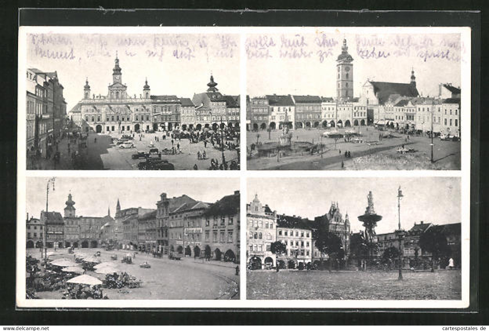 AK Budweis / Ceske Budejovice, Marktplatz, Kirche, Brunnen  - Tchéquie