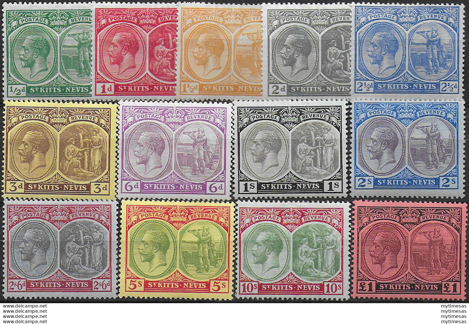 1920-22 St Kitts-Nevis George V 13v. MNH SG N. 24/36 - Autres & Non Classés