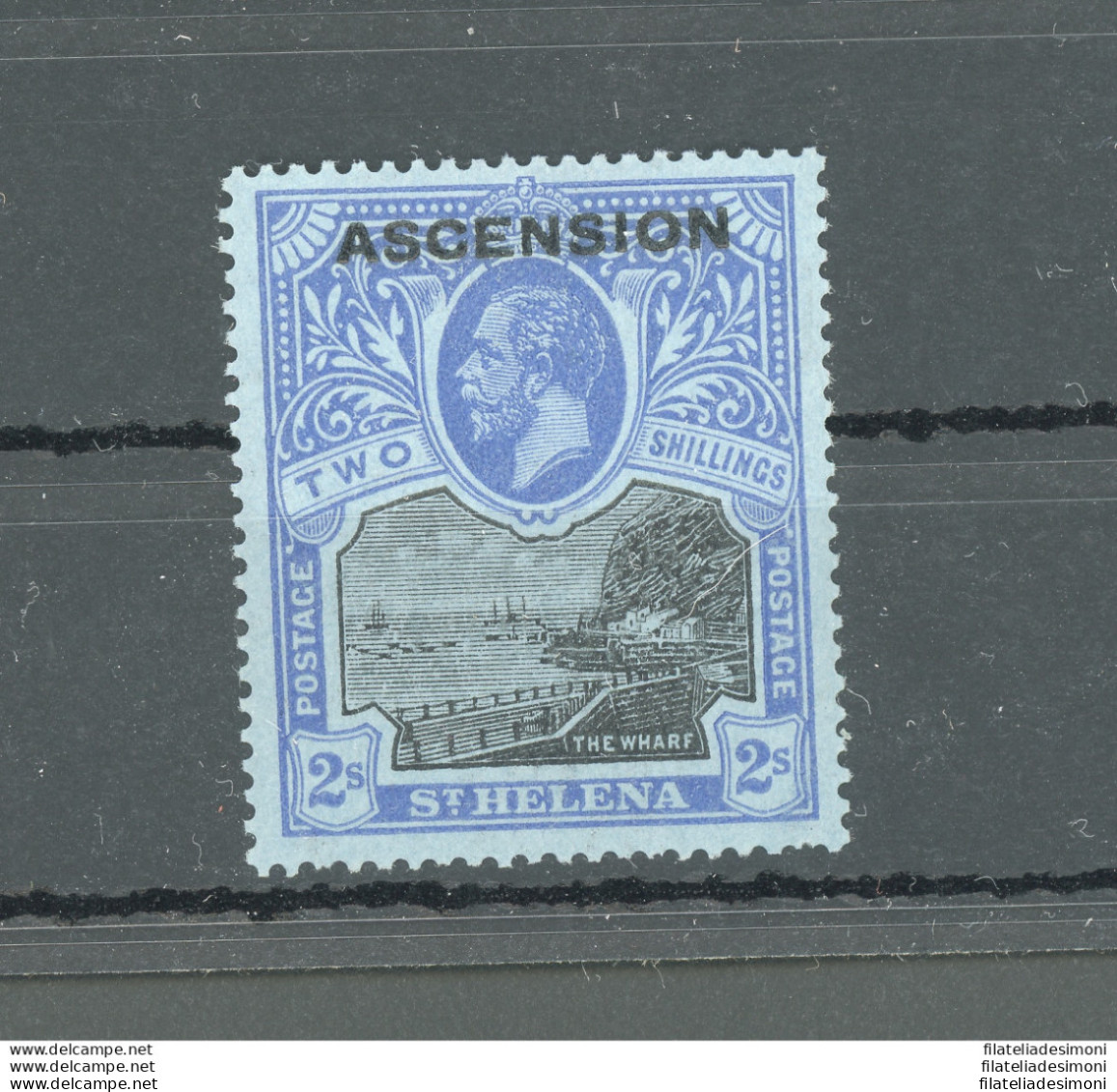 1922 Ascension, Stanley Gibbons N. 7 - 2 Scellini Black And Blue Paper Blue - MNH** (Dente Corto In Basso A Destra) - Autres & Non Classés