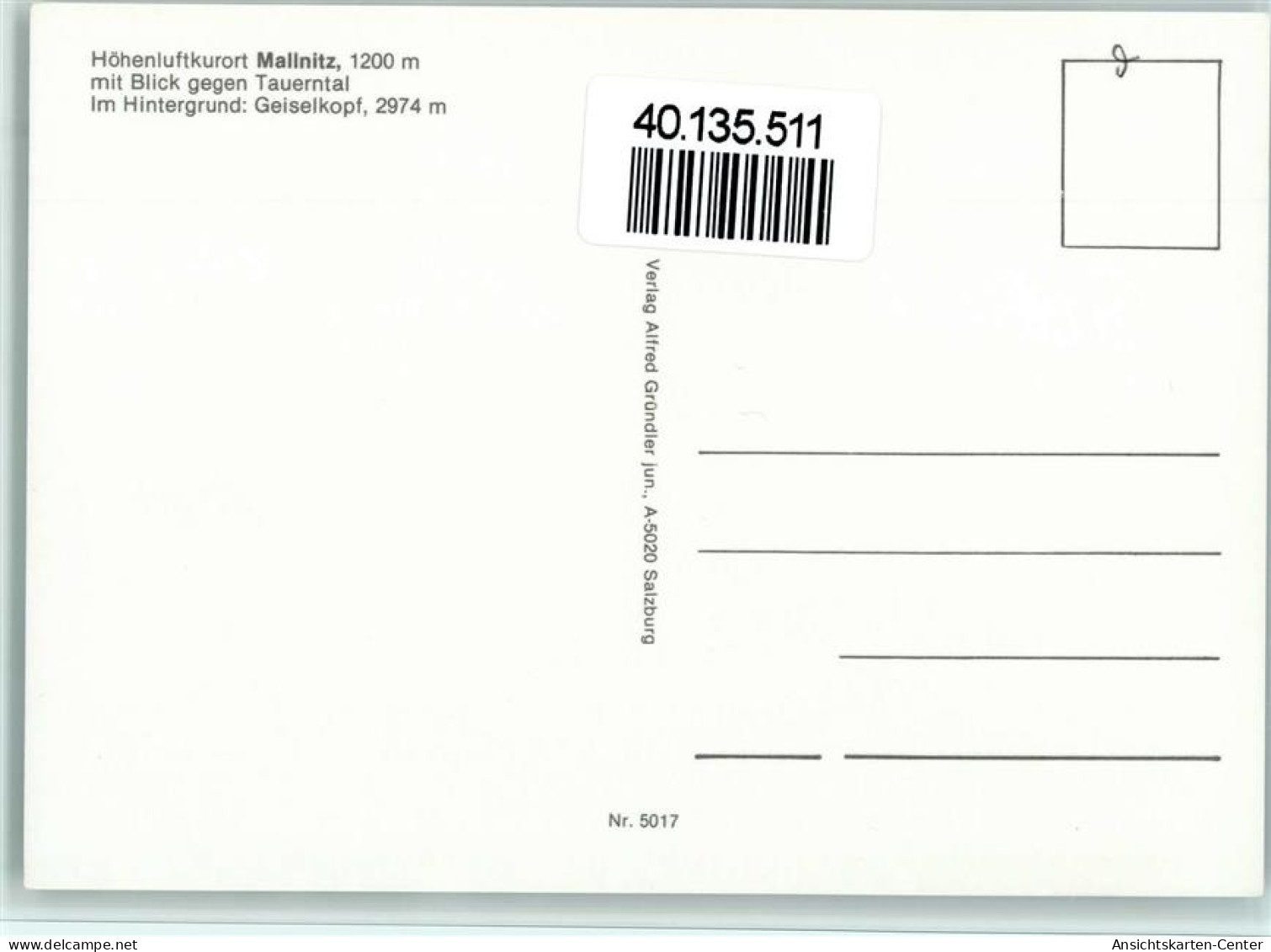 40135511 - Mallnitz - Sonstige & Ohne Zuordnung